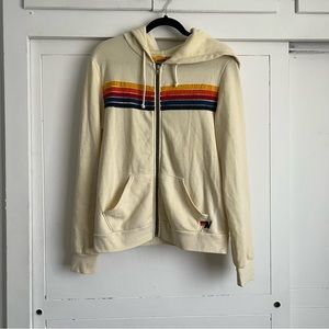 Aviator Nation 5 Stripe Hoodie Vintage White